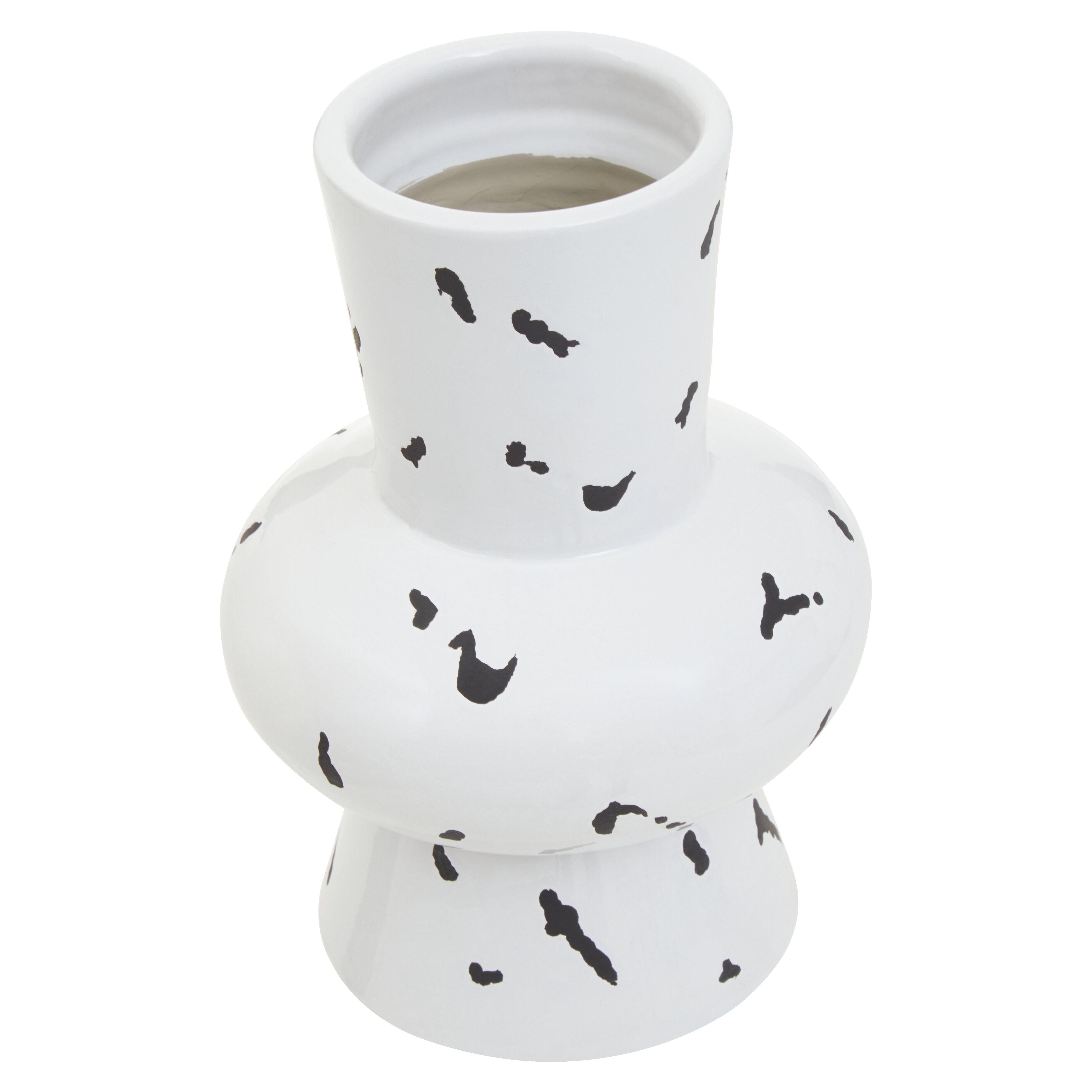 Alston Geometric White & Black Ceramic Vase | Large